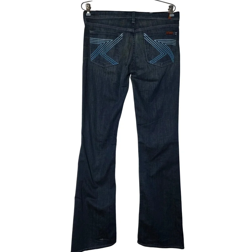 7 For All‎ Mankind Flynt Bootcut Jeans Dark Wash Embroidered Pockets Size 28